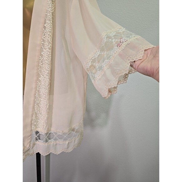 Coquette Fairy Cream Satin Lace Short Robe Bed Jacket Womens Sm Dainty Feminine - Picture 4 of 7